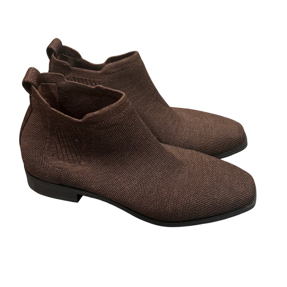 Vivaia Dark Chocolate Square Toe Slip-On Chelsea Boots (Ryan) - size 39 (US 8)